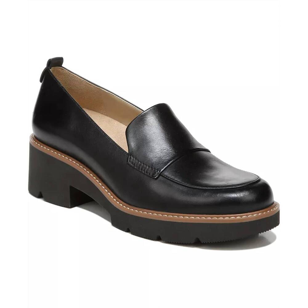 NEW NATURALIZER SOUL darry lug sole loafer in black leather